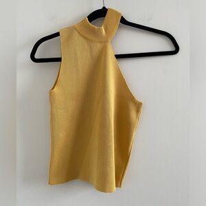 GIPCCO Gold One Shoulder Mock Neck Crop Top One Size